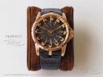 Perfect Replica ZZ Factory Roger Dubuis Knights Of The Round Table Black Jade Dial Rose Gold Case 45mm Watch